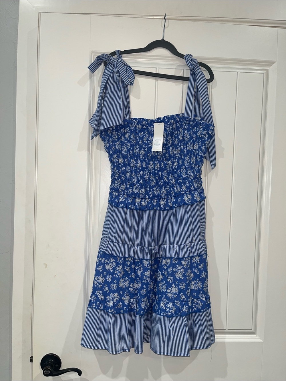 Francesca's Collections Blue and White Floral Tiered Sundress